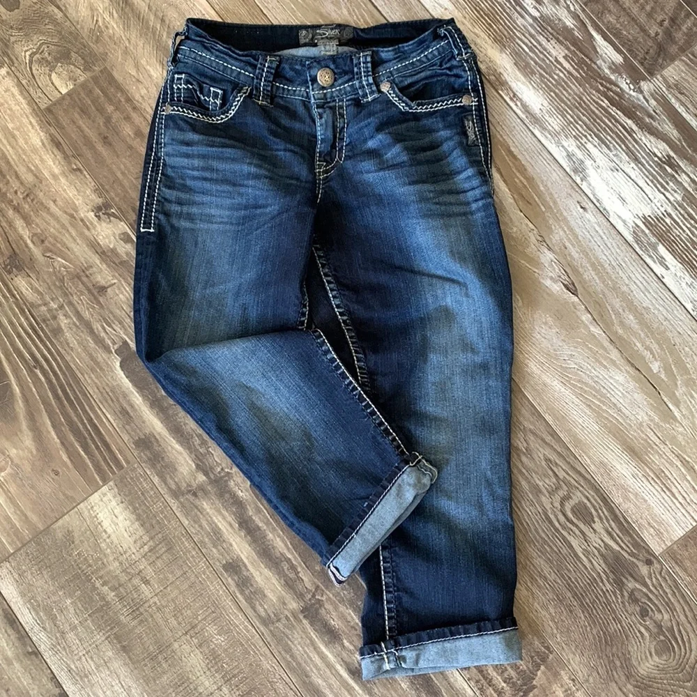 SILVER Capris faded dark blue size 26 - Picture 2 of 6